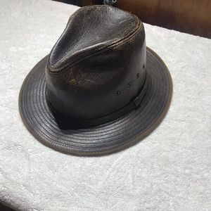 Brown leather hat